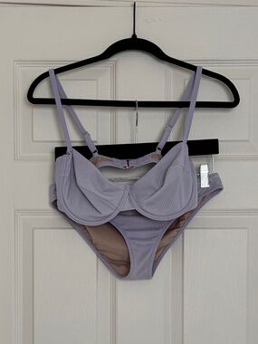Shade & Shore Purple Balconette Bikini Size 34DD Top Small Bottoms